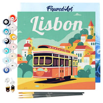 Mini Peinture par Numéro Figured'Art 20x20cm avec cadre Lisbonne - Petit Format