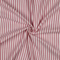 Tissu Double gaze de Coton fil teint Rayures Rose poudré sur fond Blanc