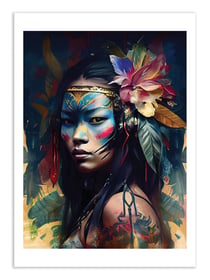 Affiche 50 x 70 cm -  Watercolor Asian woman - Chromatic fusion studio