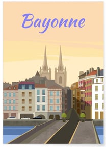 Affiche ville Bayonne | A3 : 29,7x42cm