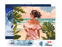 Diamond Painting Broderie Diamant Figured’Art 40x50cm toile tendue sur châssis en bois - diamants carrés - Jolie fille au bord de la mer