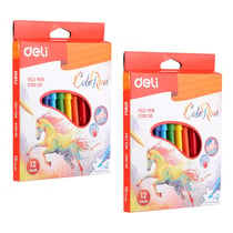 Lot de 24 feutres de coloriage - DELI - ColoRun - Encre lavable - Pointe ogive 2,0 mm - 12 couleurs