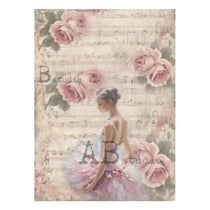 1 feuille de papier de riz 21 x 29,7 cm AB Studio DANSEUSE ROSE PARTITION 5292