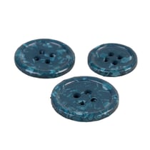 Bouton rond 4 trous bouteilles recyclées bleu pétrole