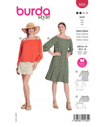Patron Burda 5920 - Robe et la blouse au décolleté Carmen du 34