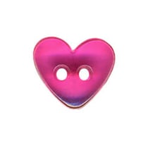 Lot de 3 boutons Coeur translucide couleur Fuchsia 9mm