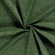 Tissu Popeline de Coton Santa étoiles dorées sur fond Vert