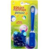 Baton magnetique bingo bleu + 100 pions de loto - ramasse pions - lotoquine