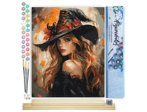 Peinture par Numéro Figured'Art - La jolie Sorcière - Kit de Loisir Créatif DIY Numéro d'Art Complet - 40x50cm toile roulée + châssis en bois à monter