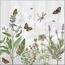 Lot de 4 serviettes en papier découpage collage 33 cm JARDIN PAPILLON LIBELLULE