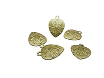 5 Breloques coeur avec étoile 15*20mm métal bronze