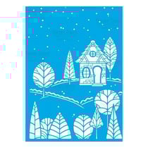 Pochoir plastique souple réutilisable 18,5 x 14,5 cm Fabrika Decoru VILLAGE DE NOEL 200