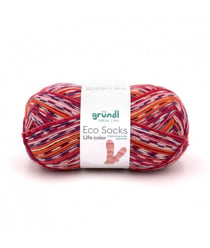 Laine à chaussettes à tricoter ECO SOCKS LIFE COLOR - 100 GR - Grundl - certifiée Oeko-Tex 02 Orange