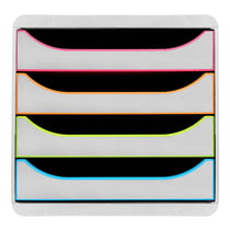 Module de classement Big Box 4 tiroirs Black Office - Blanc/arlequin - Exacompta
