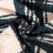 Tissu Bouclette Polyester Carreaux sur fond Vert