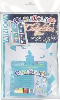 Gouache solide PlayColor 6 pcs + pochoirs Noël