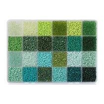 Boite de perles en verre de rocaille assorties 24 couleurs différentes 3 mm Tons VERT 04
