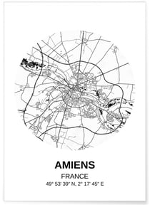 Affiche Carte Amiens | A3 : 29,7x42cm