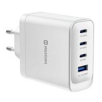Swissten Chargeur Secteur Multiport 4-en-1 USB-A / 3 USB-C PD 100W GaN Modèle Core Blanc