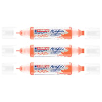 Lot de 3 marqueurs peinture acrylique 3D double pointe - EDDING - Orange fluorescent - 2-3 mm, 5-10 mm