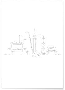 Affiche Line Art Séoul | A3 : 29,7x42cm
