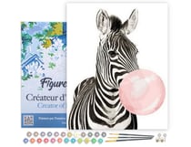 Peinture par Numéro Figured'Art avec Cadre - Zèbre et Chewing gum - Kit de Loisir Créatif DIY Numéro d'Art - 40x50cm toile tendue sur châssis