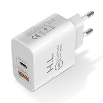 Chargeur secteur USB / USB-C 18W Power Delivery Q.C 3.0 Blanc