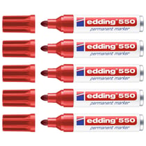 Lot de 5 Marqueurs permanents EDDING - Rouge - Pointe large 3-4 mm - Corps aluminium