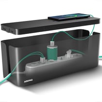 Boîte cache câble XL (40 x 13 x 16 cm)- Cache multiprise, Boîte Rangement câble- Boîte multiprise- Polystyrène-Noir- ACROPAQ