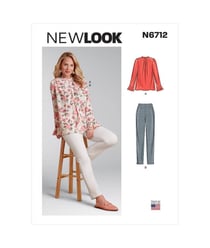 Patron New Look 6712 - Ensemble Femme Top encolure plissée et Pantalon ajusté du 34 au 46 taille n°FR 34-46