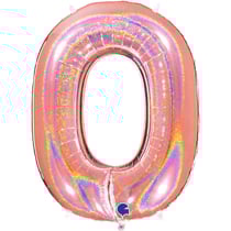Ballon Géant Chiffre 0 Holographique Rose Gold (102 cm)