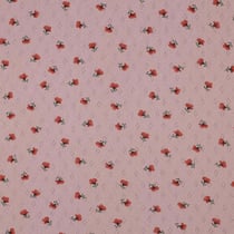 Tissu Jersey Coton ajouré Petites roses rouges sur fond Rose