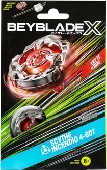 Toupie beyblade x scythe incendio 4-60t - type equilibre - pack toupie et lanceur - hasbro f9583