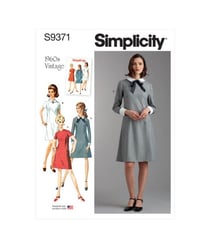 Patron Simplicity 9371 - Robe pour femme et femme avec variations de col, de manchette et de manche 36 au 54 FR taille n°FR 36-44