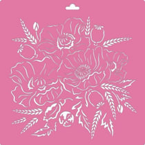 Pochoir plastique souple réutilisable 30 x 30 cm Fabrika Decoru FLEUR 209
