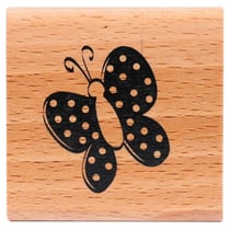 Tampon en bois Papillon pois