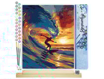 Peinture par Numéro Figured'Art - Surf sur grande vague - Kit de Loisir Créatif DIY Numéro d'Art Complet - 40x50cm toile roulée + châssis en bois à monter