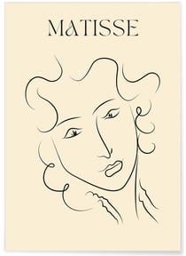 Affiche Matisse 'Femme Abstraite' – Visage en trait continu | A3 : 29,7x42cm