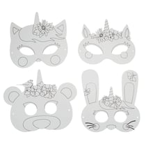 MégaCréa DIY - Masque enfant en carte forte prédessinée licorne 4 pièces