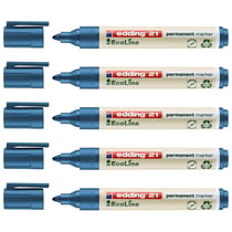 Lot de 5 marqueurs permanents - EDDING - EcoLine 21 - Pointe ronde 1,5-3 mm - Bleu