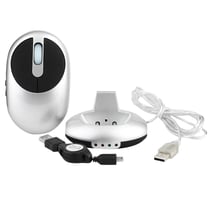 Souris Optique Sans Fil Rechargeable Avec HUB USB Et Dock De Chargement Argentée Argent YONIS