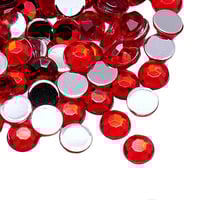 40 Perles Cabochon Rond Strass Rouge 8 mm Acrylique à coller - Dos Argenté - Creation Diy