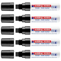 Lot de 5 marqueurs craie liquide - EDDING - Noir - Pointe biseautée 4-15 mm