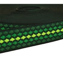 Sangle losanges multicolores 38mm vert kaki au mètre