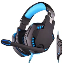 Casque Gamer Ordinateur Basse Stéréo Microphone Vibrations Voyant LED Câblé Bleu YONIS