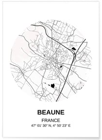 Affiche Carte Beaune | A3 : 29,7x42cm