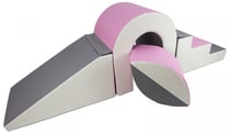 Set de blocs en mousse 4 éléments avec petit pont blanc, rose clair, gris - Velinda