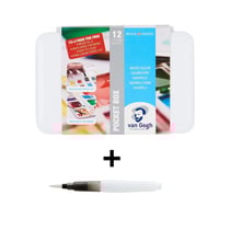 Boîte De 12 Demi-Godets Peinture Aquarelle stylo pinceau réservoir