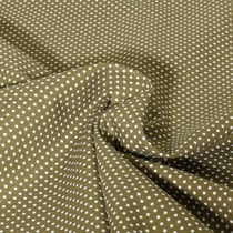 Tissu Popeline de Coton Carmella à pois blanc sur fond Vert kaki - Au mètre