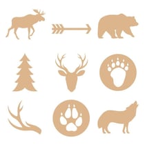 27 mini décorations en bois - Animaux de la forêt - Woodland